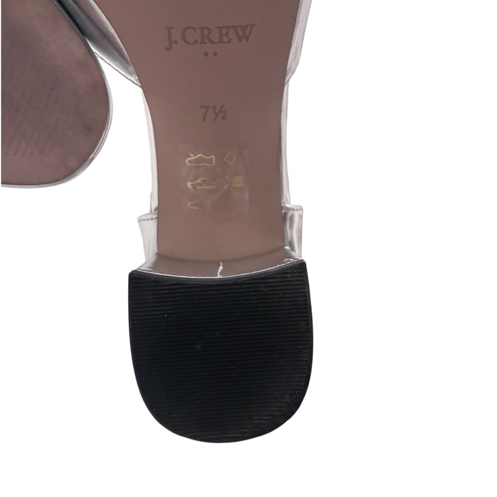 J. Crew Metallic Silver Block Heel Shoes Size 7.5 - Picture 7 of 11